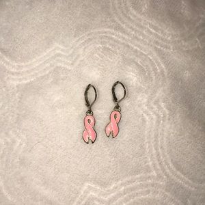 Pink Breast Cancer ribbon earrings